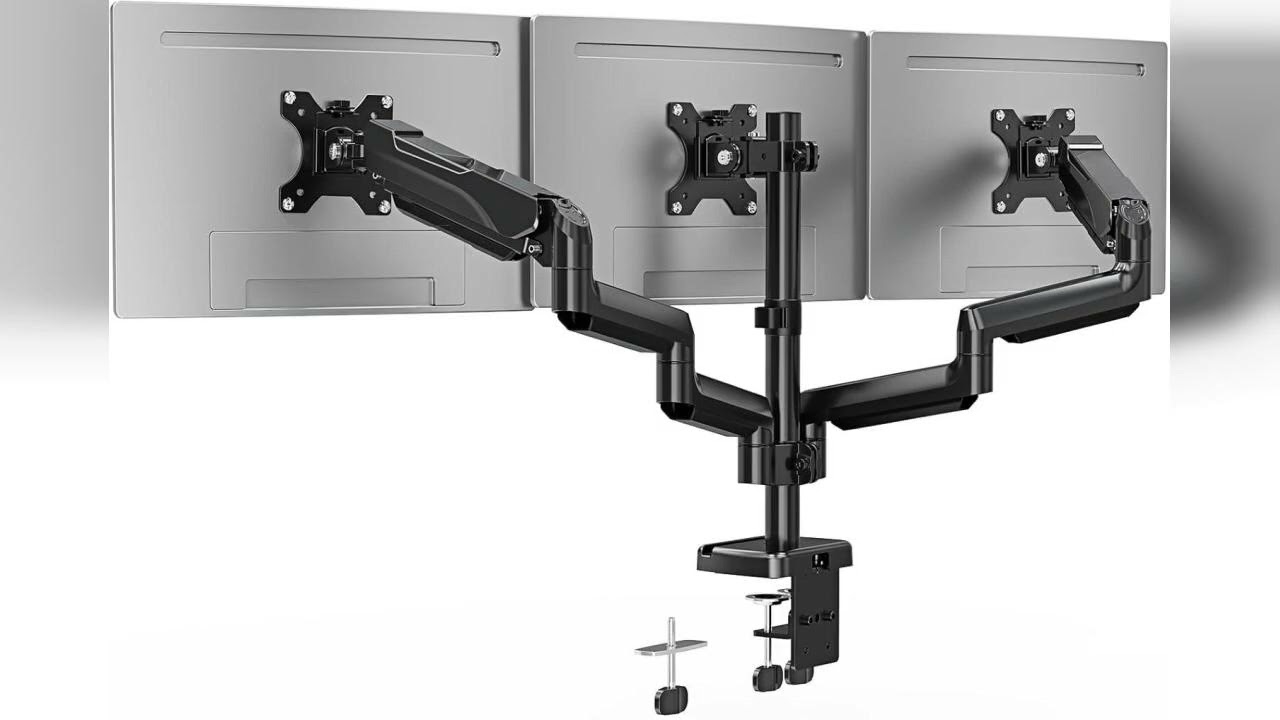 Review: Triple Monitor Desk Mount for Computer Screens up to 32", Holds up to 19.8 lbs Each, 3...