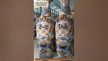 Lục bình men rạn đắp nổi Phúc Đức | Lục bình sứ Cao cấp Bát Tràng | Lục bình đẳng cấp cho Từ Đường