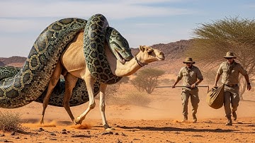 Heroic Rescue Team Saves Camel from Giant  python Attack