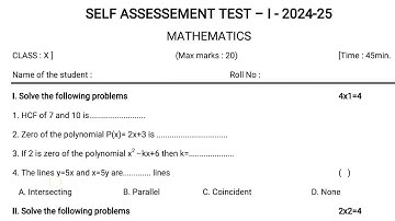 10th class maths fa1 question paper with answers 2024-2025
