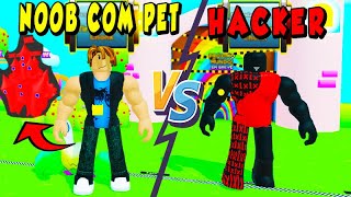 NOOB COM MELHOR PET VS HACKER NO STRONGMAN SIMULATOR - ROBLOX