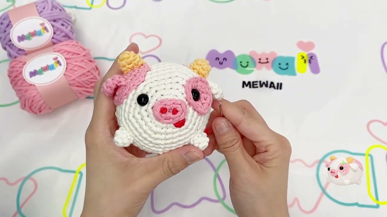 Mewaii® Crochet Strawberry Cow with Sample Plush Crochet Kit for Beginners  with Easy Peasy Yarn