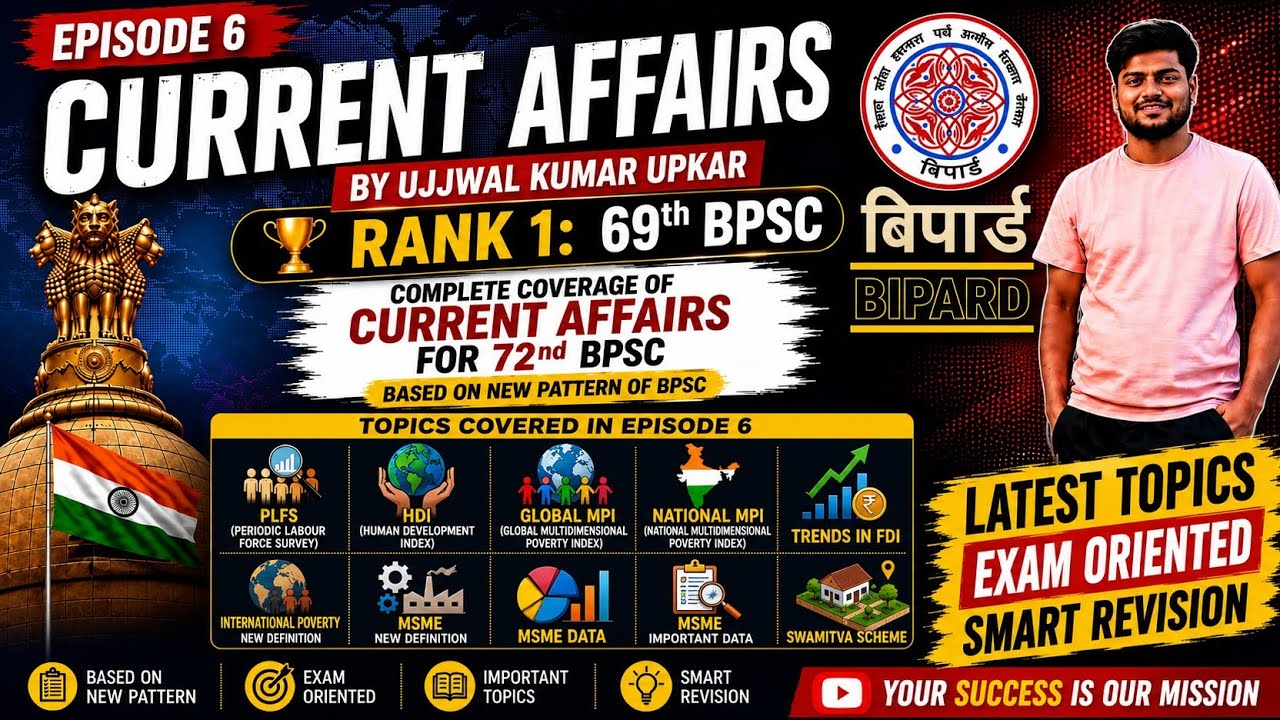 Episode 6( PLFS, HDI, MPI, MSME, FDI) Current affairs by Ujjwal Kumar Upkar