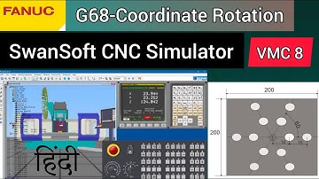 VMC Simulation 8  | G68-Coordinate Rotation in Hindi | SwanSoft CNC Simulator | G69-Cancel | CNC Hub