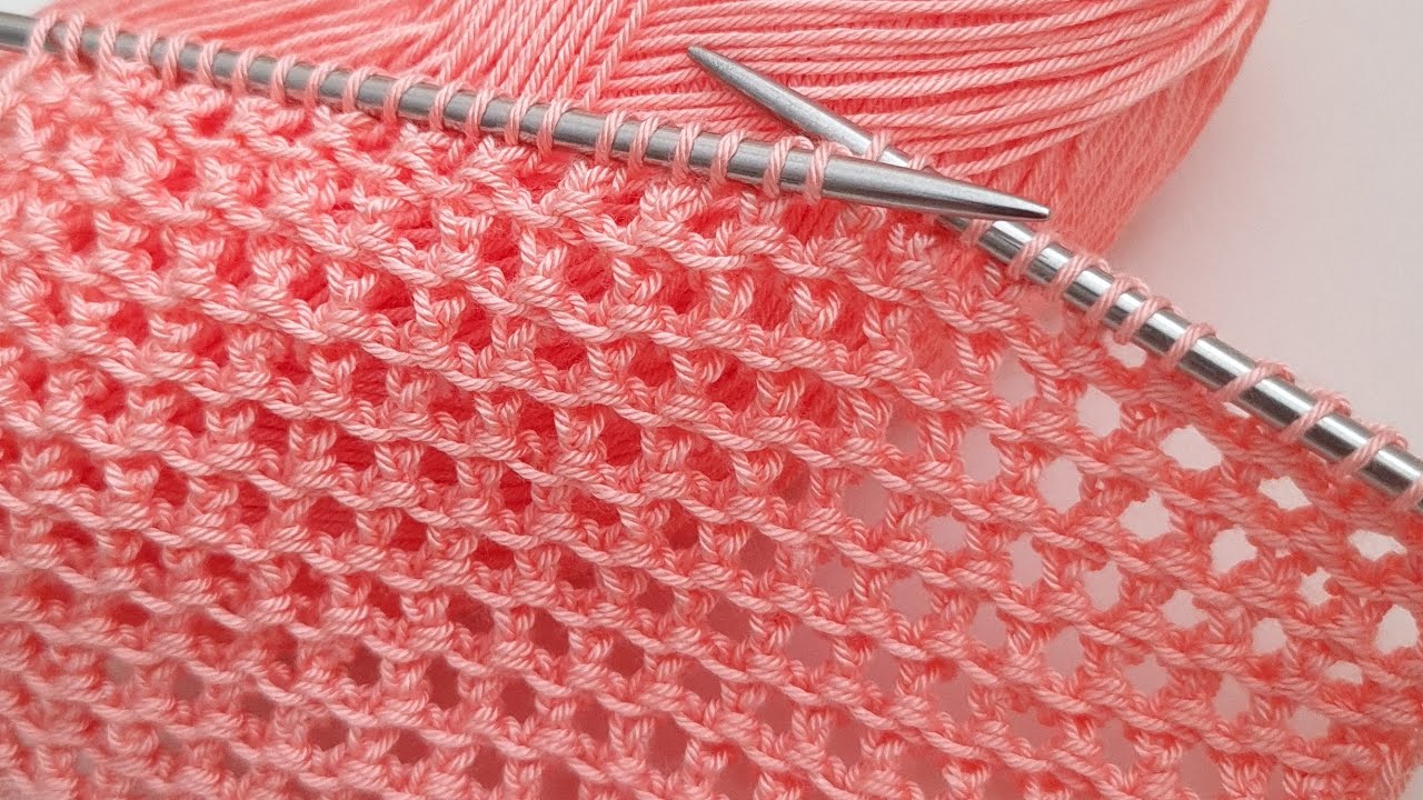 Легкий летний узор спицами двумя спицами из мерсеризованной пряжи 🌞