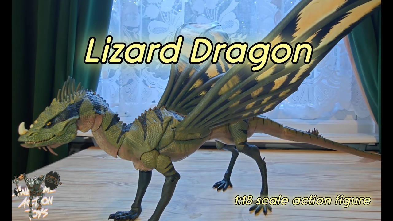 Cyberzoic 1:18 scale lizard (forest) dragon action figure. Very