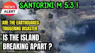Santorini Cliffs are breaking apart -Smoke and Rockslides collapse beach structures - Strange sounds