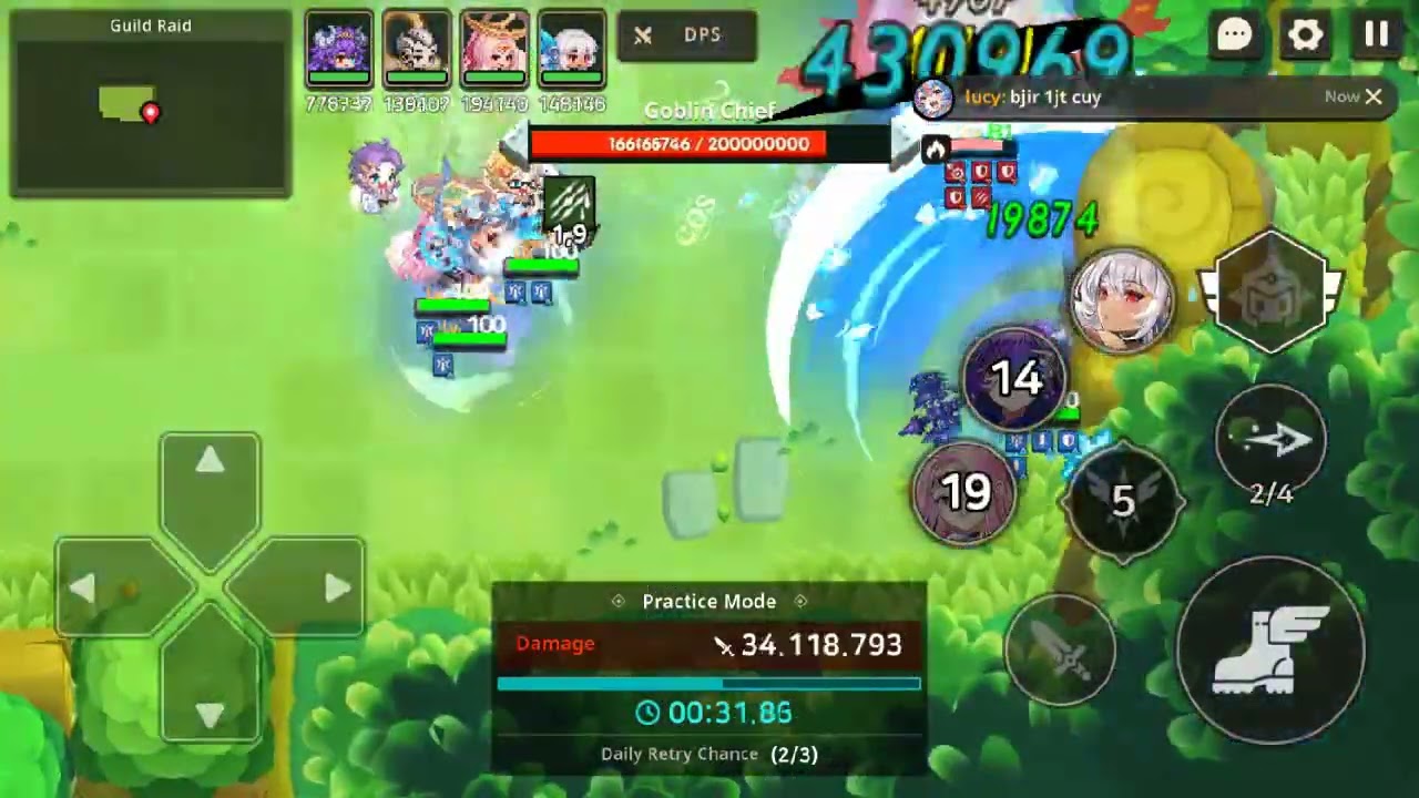 Andras, Chun, Gab, Tinia vs Goblin Fire Lv81 [Ice Valley Raid]