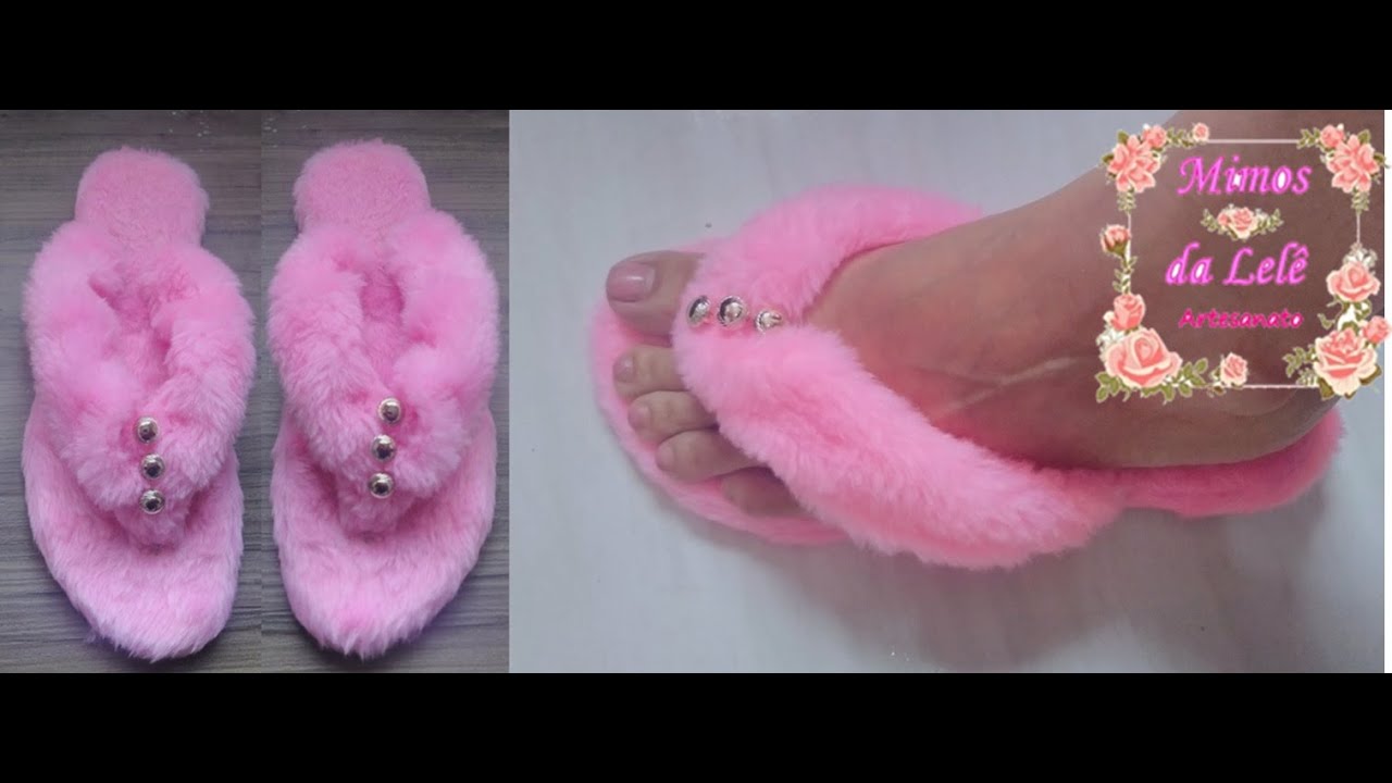 COMO FAZER CHINELUFA, PANTUFA PELUCIA. HAVAIANA. CÓMO HACER CHINELUFA PELUCIA.COM CADENA HAWAIANA