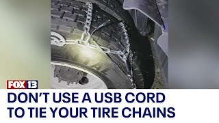Washington driver ticketed for using USB cord to secure tire chains