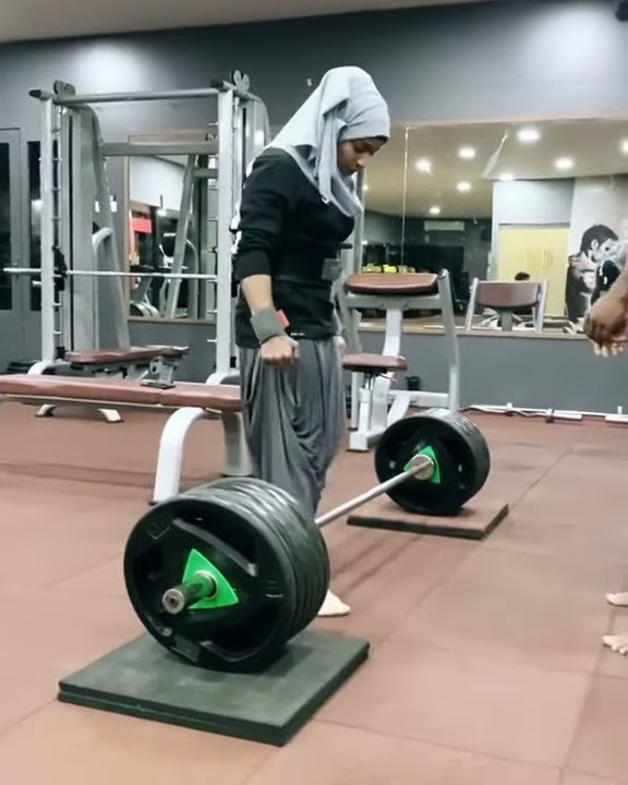 Indian Muslim girl in gym workout...