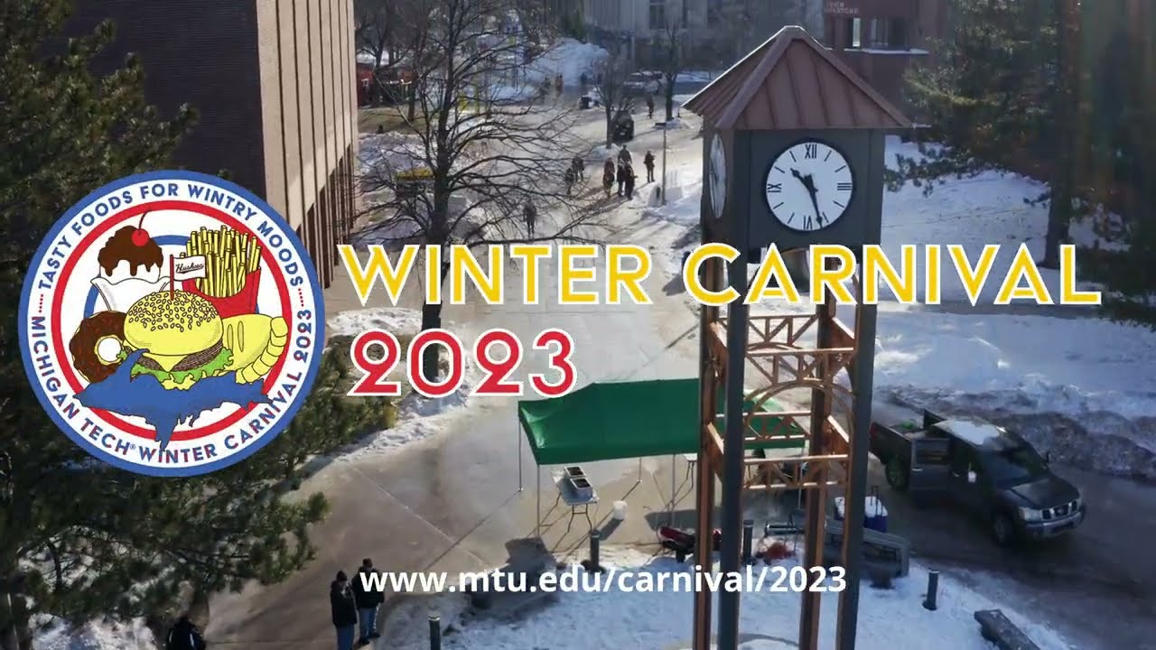 Phi Kappa Tau of Michigan Tech takes first place with "Charlie and the Chocolate Factory" snow statue entry in the 2023 Winter Carnival.