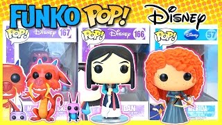 Funko Pops Disney - Mulan, Mushu With Lucky Cricket & Merida From Brave
