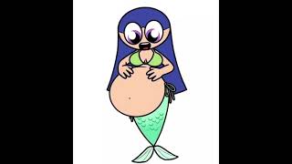 Cartoon cutechibiloopsy mermaid hyperpregnancy fetal movement