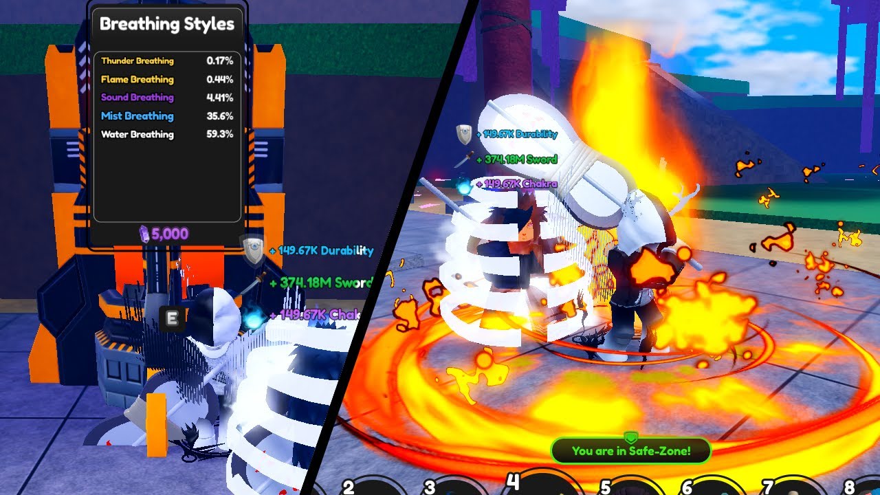 Flame Breathing Showcase In Anime Fighting Simulator X! - YouTube
