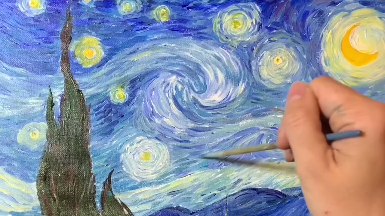 Painting The Master Copy of Van Gogh’s Starry Night - YouTube