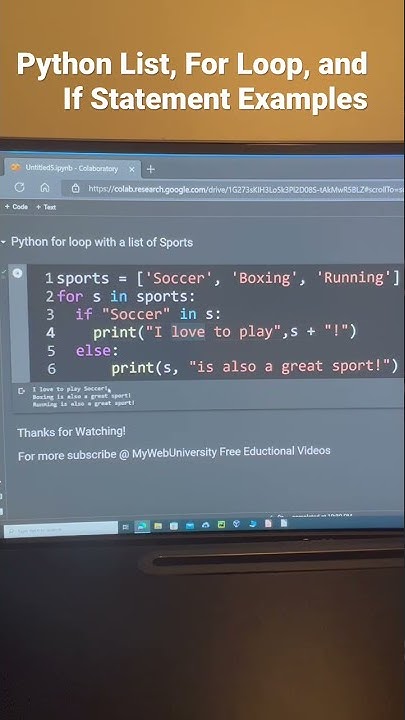 Python List, For Loop, and If Statement Examples - YouTube