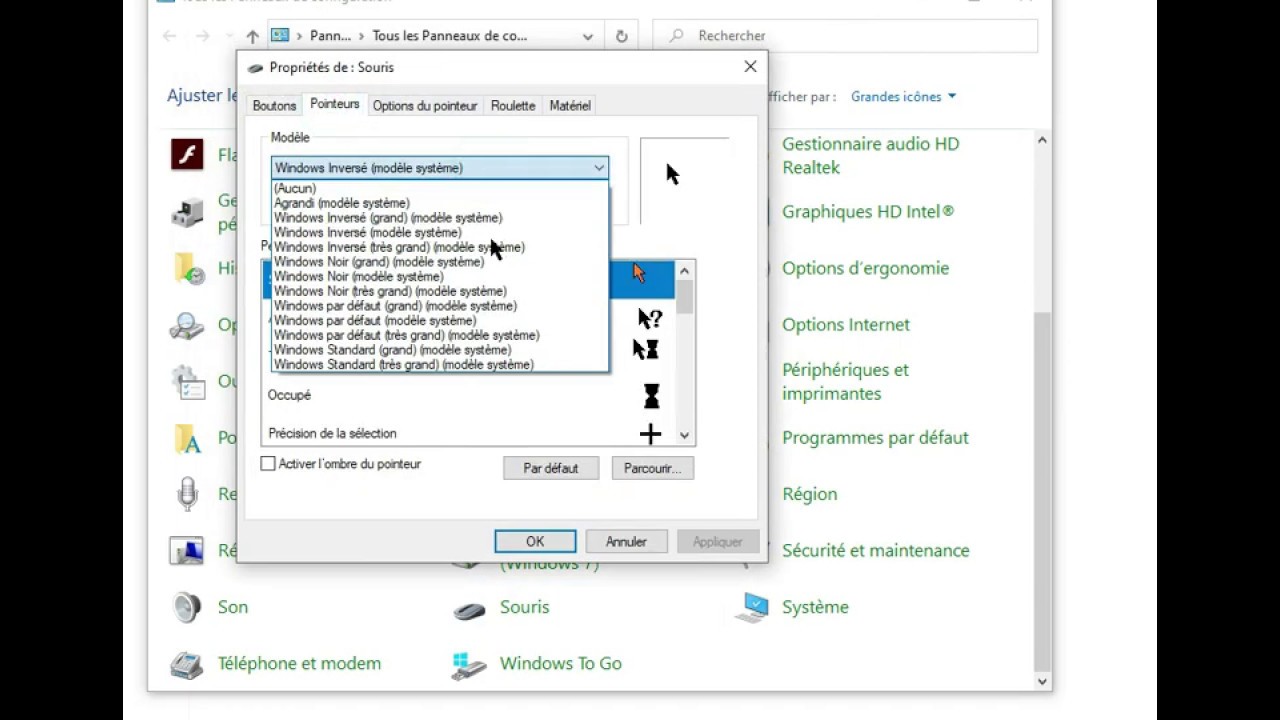 Comment changer l'apparence du pointeur de la souris (sur Windows 10
