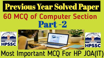 HP JOA(IT) most important computer MCQll previous year  paper of computer operator post code 592ll