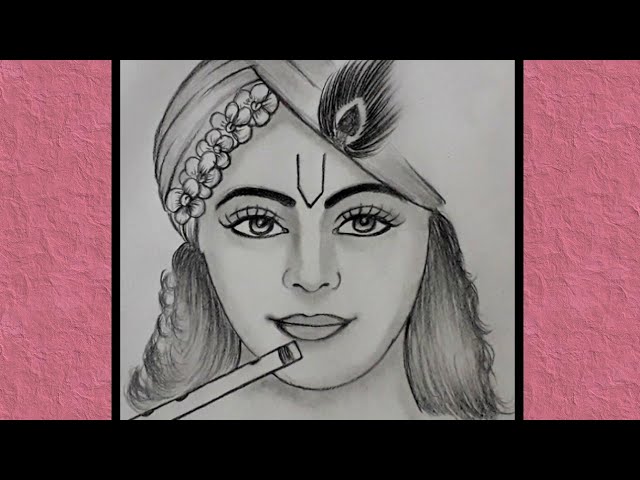 Spacetouch Sketch Handmade Drawing Krishna Flute With Shankha - Etsy  Australia