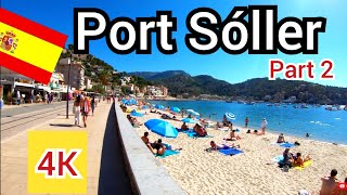 ⁴ᴷ PORT de SOLLER walking tour 🇪🇸 boats, trains and beach, Mallorca, Majorca Spain (Part 2) 4K
