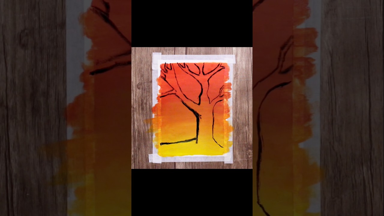 Easy Sunset Tree art | satisfying painting process 
