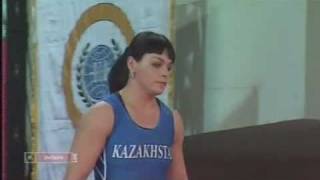 World Championships.2010.Weightlifting.Evstyukhina.Zabolotnaya.Podobedova.75 kg.Worl Record.mpg