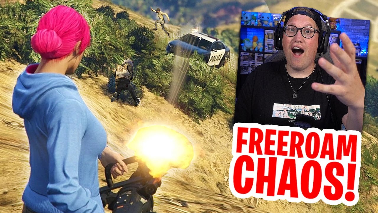 GTAV FREE ROAM MET DE CREW IS CHAOS !!!