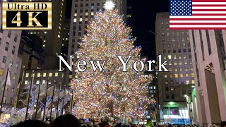 🇺🇸🎄New York Christmas Walk  - Fifth Avenue to Rockefeller Center Christmas Tree - 【4K 60fps】