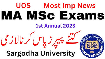 MA MSc Passing Papers Policy 2024 Sargodha University | MA MSc Passing Papers Rules UOS