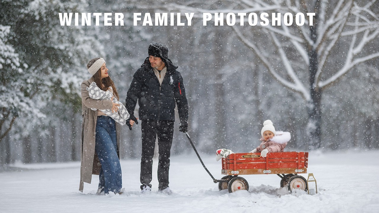 Семейная фотосессия на фоне снегопада! Как я фотографирую семьи в зимней сказке.