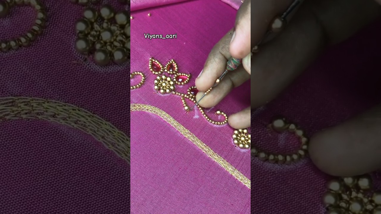 ✨kodi design aari blouse working video🪡#nagapattinam #viyansaari #simpleaariworkblousedesigns