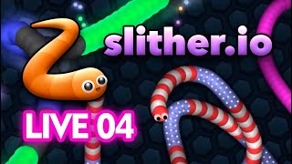 Slither io AO VIVO - LIVE 04 A maior minhoca do jogo 