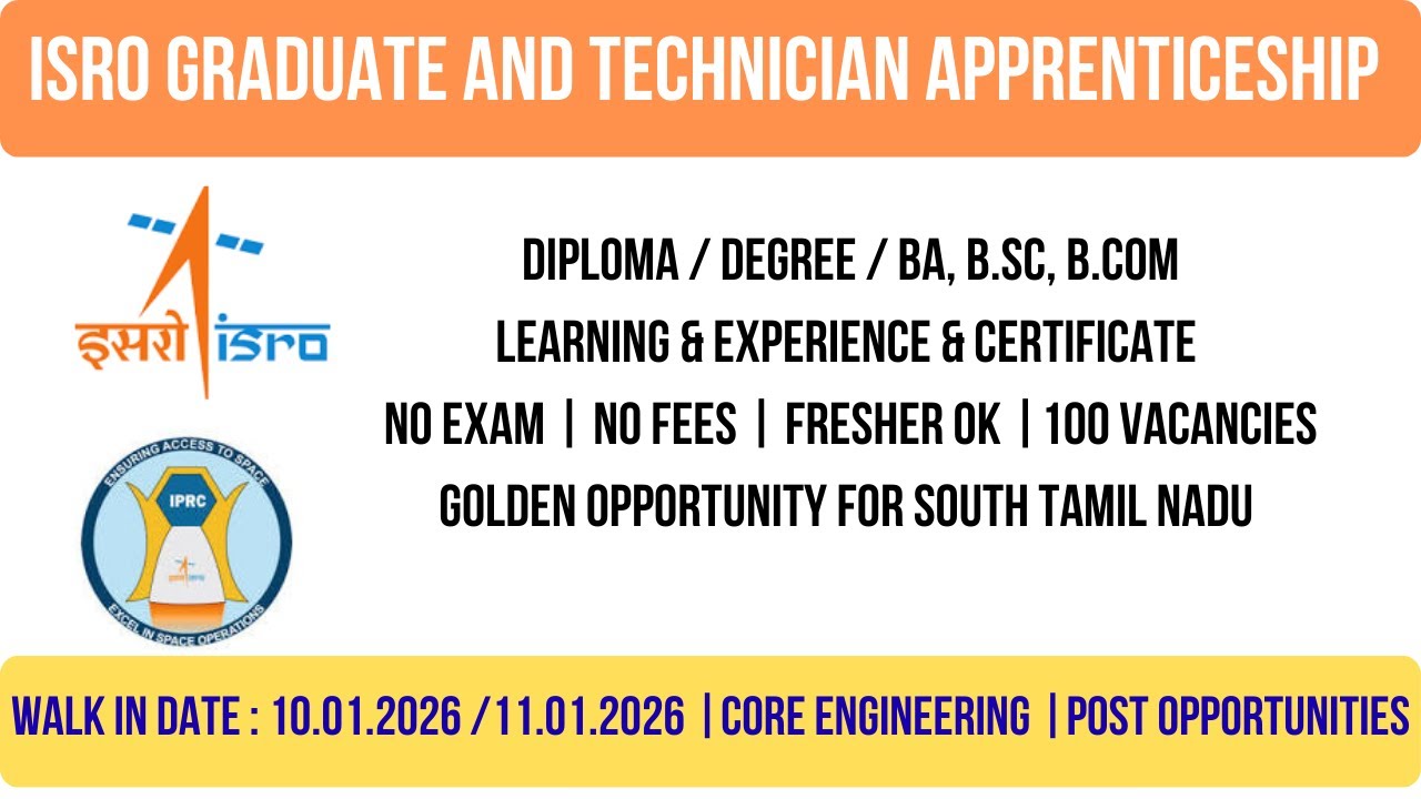 📢ISRO apprenticeship |  🔔 NO Exam | NO Fees | 🎯Freshers apply | Government training + Stipend🚨