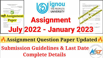 IGNOU Assignment 2022-23 Session Question Paper Updated 🔥 Assignment Guidelines & Last Date ✍️
