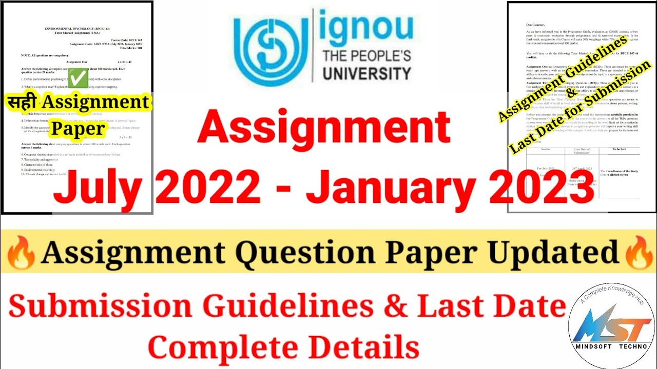 ignou assignment guidelines 2022