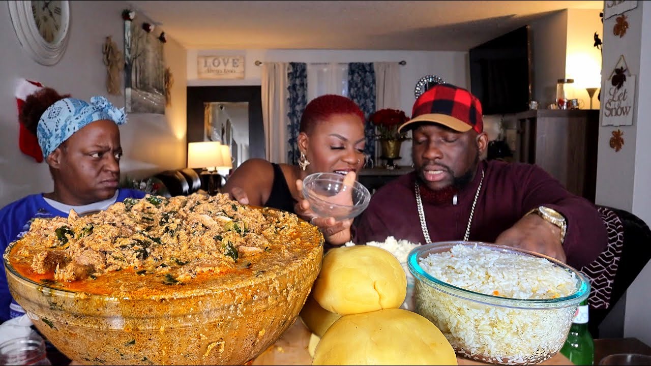 MY BLACK AMERICAN MOM TRIES FUFU FOR THE FIRST TIME..| @Nanaaba's Kitchen  EGUSI STEW SOUP| AFRICAN FO