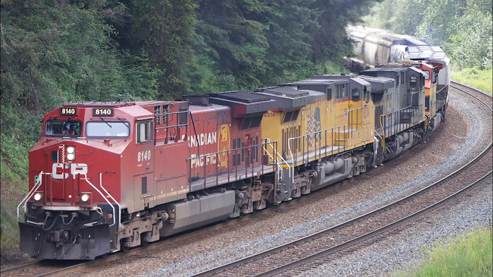 KCSM GREY GHOST!! CP 8140 Leads CPKC 416 (Manifest) East at Sparwood BC, CPKC Cranbrook Subdivision.