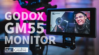 Godox GM55 4K 5,5" HDMI IPS Touchscreen Kamera Video Field Monitor & 2x Akku DHL 