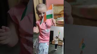 My Little Baby Playing With Flag On Her 1St Independence Day Avantika