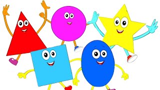 Five Little Shapes Jumping On The Bed and Nursery Rhymes for Kids