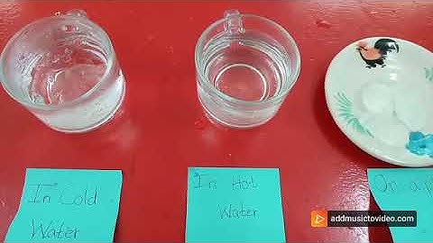 Ice Experiment in cold water / hot water and on a plate