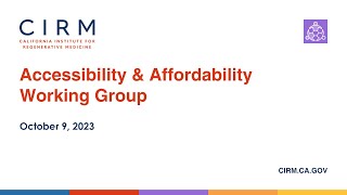 October 2023 - Accessibility & Affordability Working Group Meeting