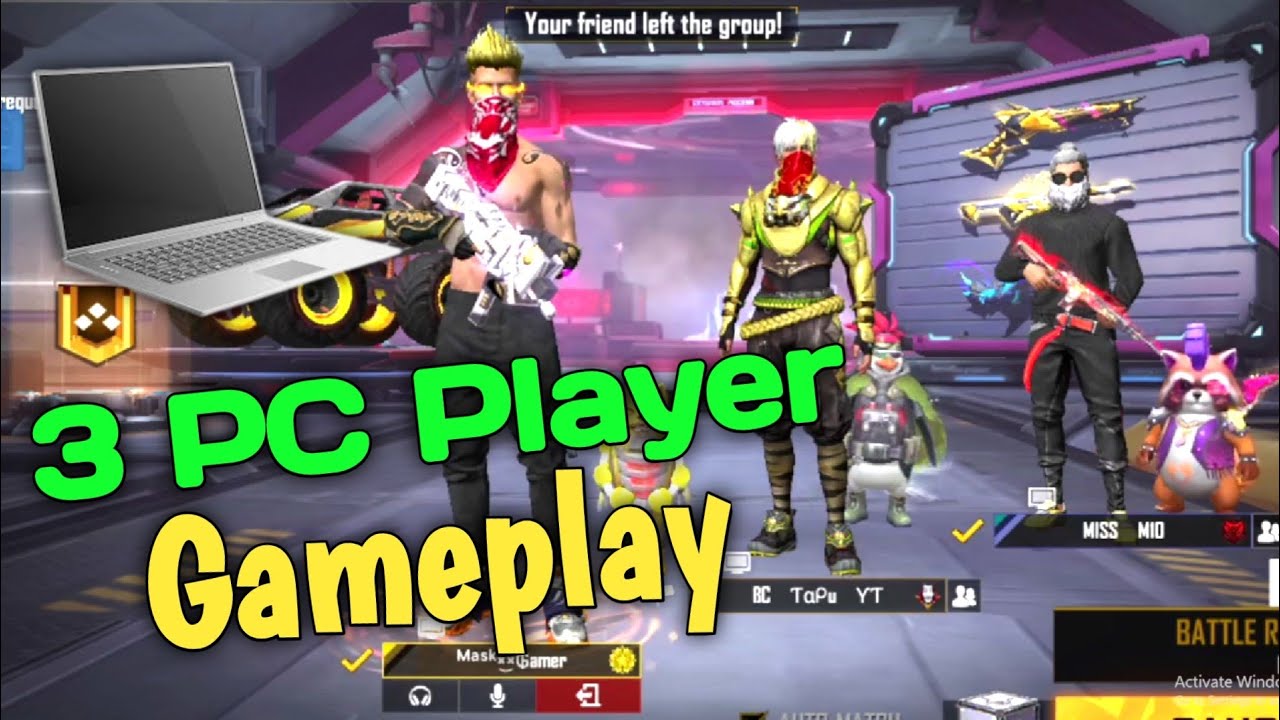 3 PC Players Vs 4 Players Squad Free Fire Gameplay 2022 