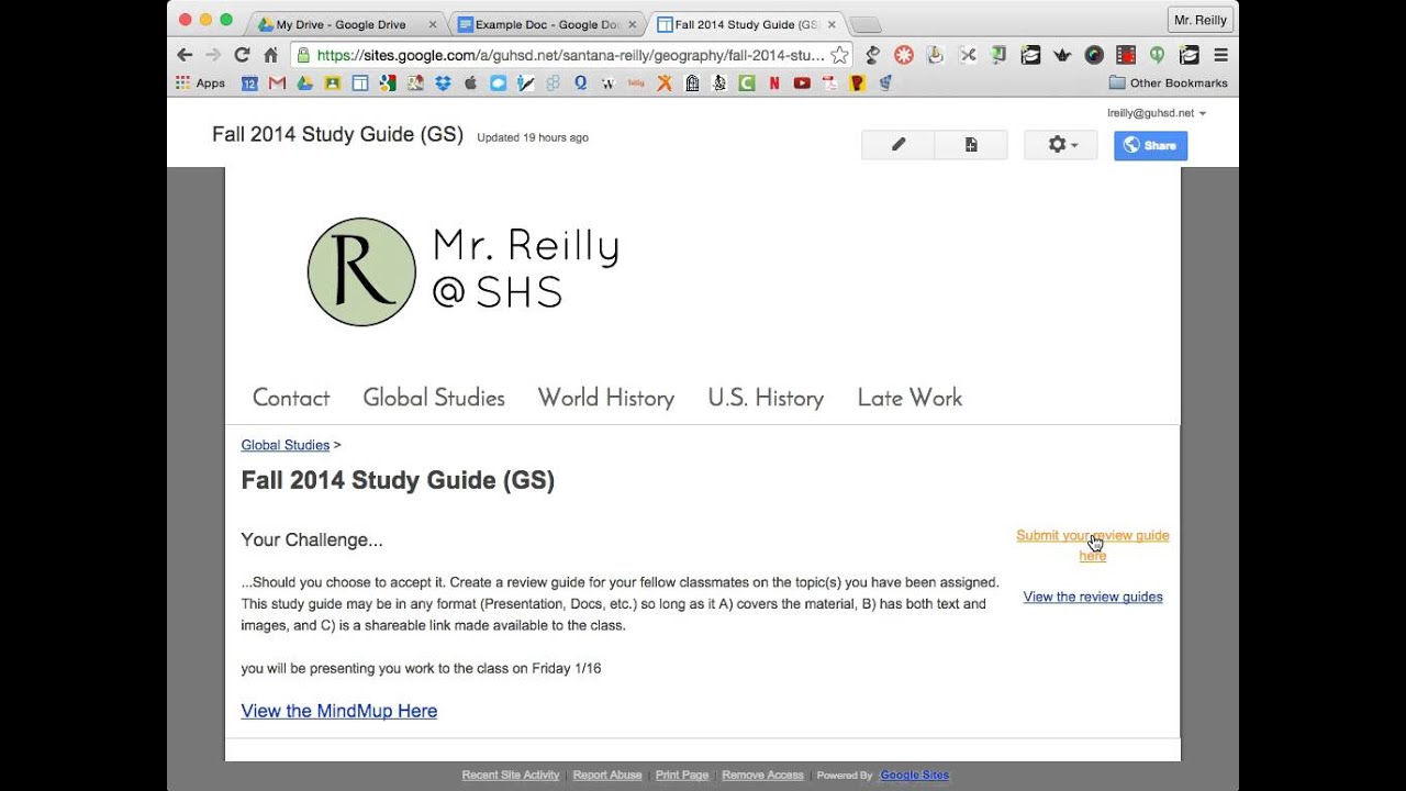 Sharing a google document via url link youtube