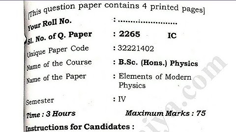 Elements of Modern Physics Question paper - 2, DU | Semester - IV | University of Delhi #du #qwp