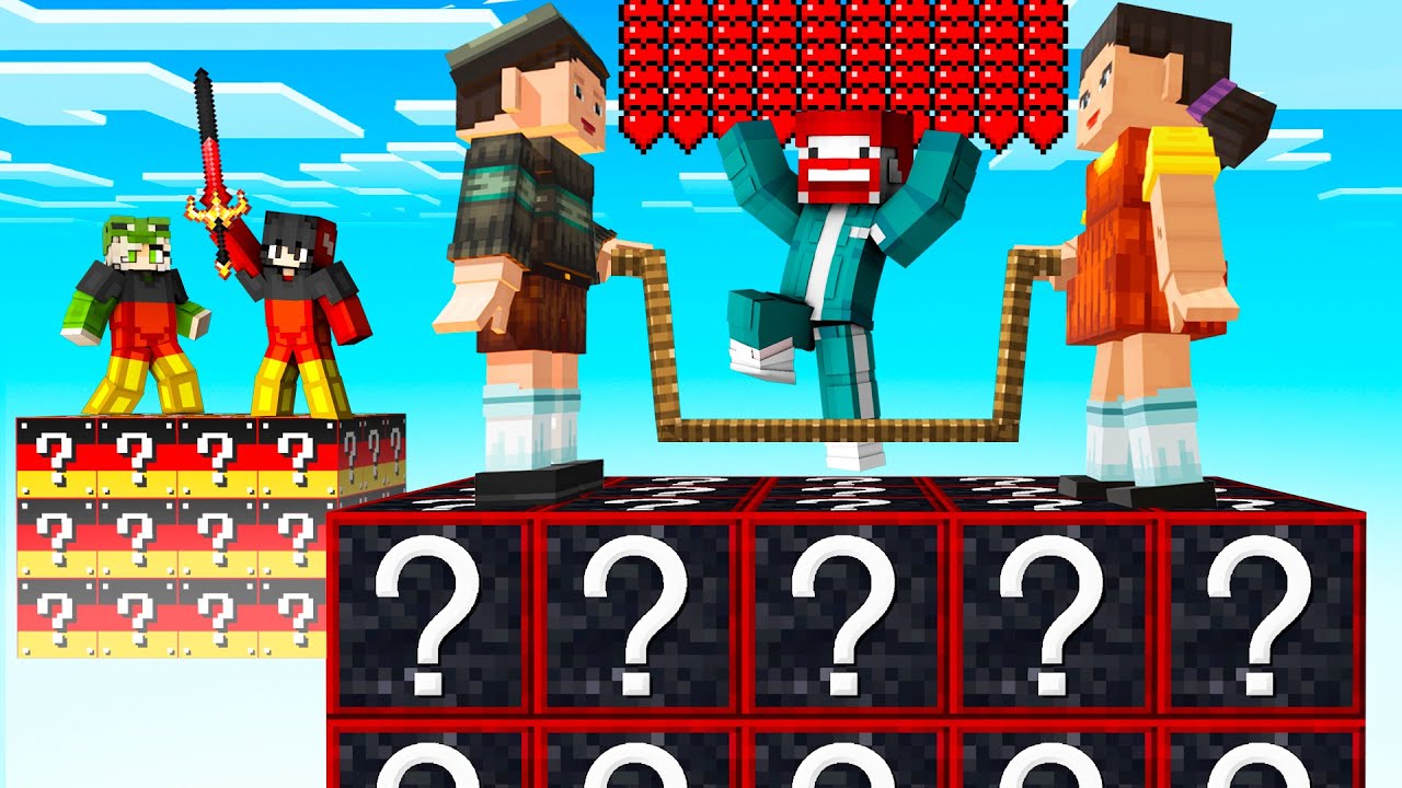1666888555555533215555 SCHADEN SQUID GAME MESSER in 2v2v2v2 LUCKY BLOCKs KING