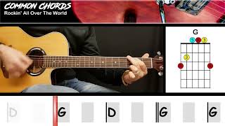 Rockin All Over The World - Status Quo Easy Guitar Lesson Scrolling Chords & Lyrics