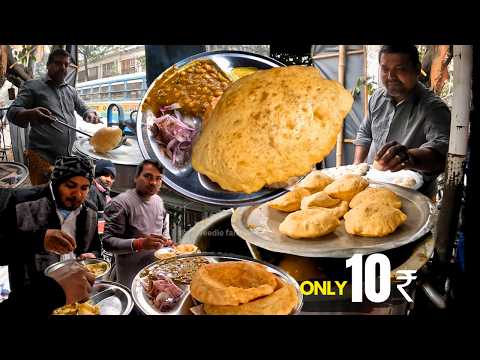₹10 Kolkata Street Food! Puri Chole | Insane Morning Rush at Cheapest Breakfast Stall