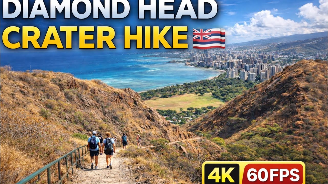 Diamond Head Crater Hike 🌋 Oahu, Hawaii | 4K 60FPS Walking Tour (No Talking)